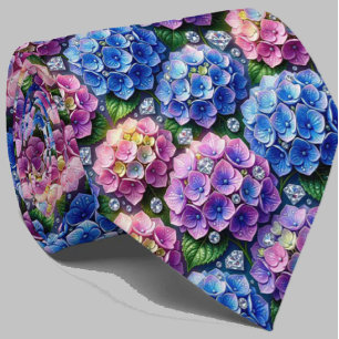  Hydrangeas & Diamonds   Wedding and Events Neck  Tie