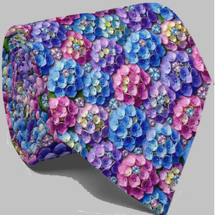  Hydrangeas & Diamonds   Wedding and Events Neck  Tie