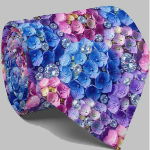  Hydrangeas & Diamonds   Wedding and Events Neck  Tie