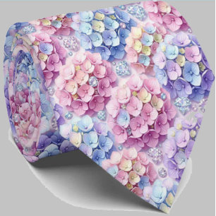  Hydrangeas & Diamonds   Wedding and Events Neck  Tie