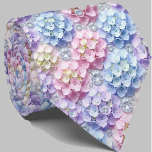  Hydrangeas & Diamonds   Wedding and Events Neck  Tie