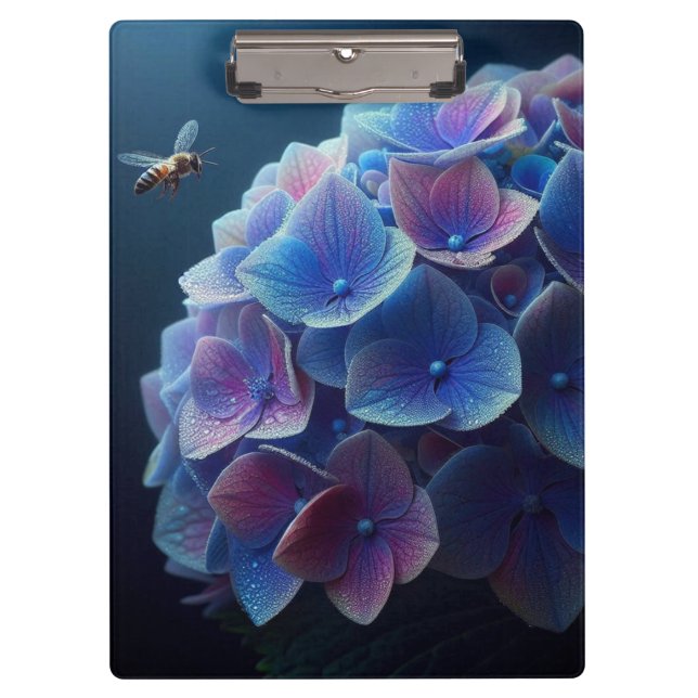 Hydrangeas Floral Purple and Blue Clipboard (Front)