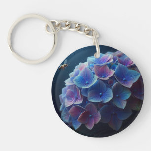 Hydrangeas Floral Purple and Blue Keychain