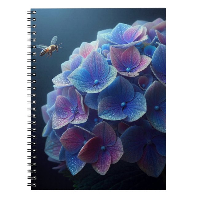 Hydrangeas Floral Purple and Blue Notebook (Front)