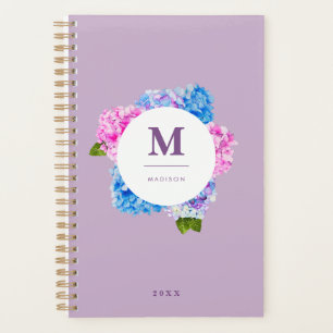 Hydrangeas Floral Wreath Monogram Planner