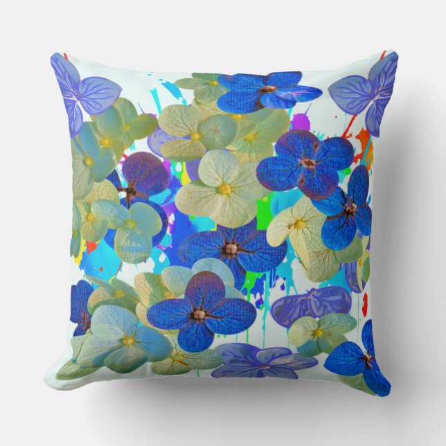 Hydrangeas Flowers Art Print  Throw Pillow (Front)