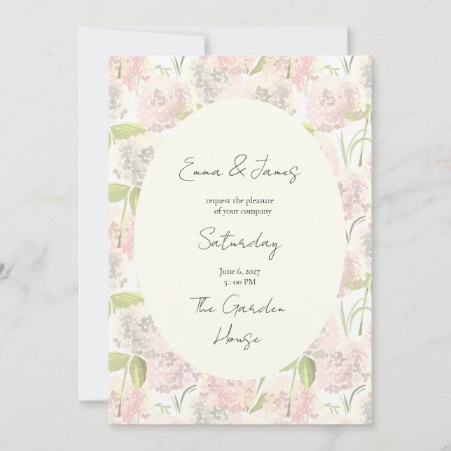 Hydrangeas flowers Wedding Invitation  (Front)