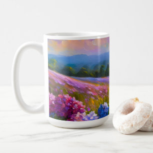 Hydrangeas in a Flower Field Painting Coffee Mug