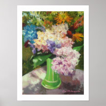 Hydrangeas in a Green Vase