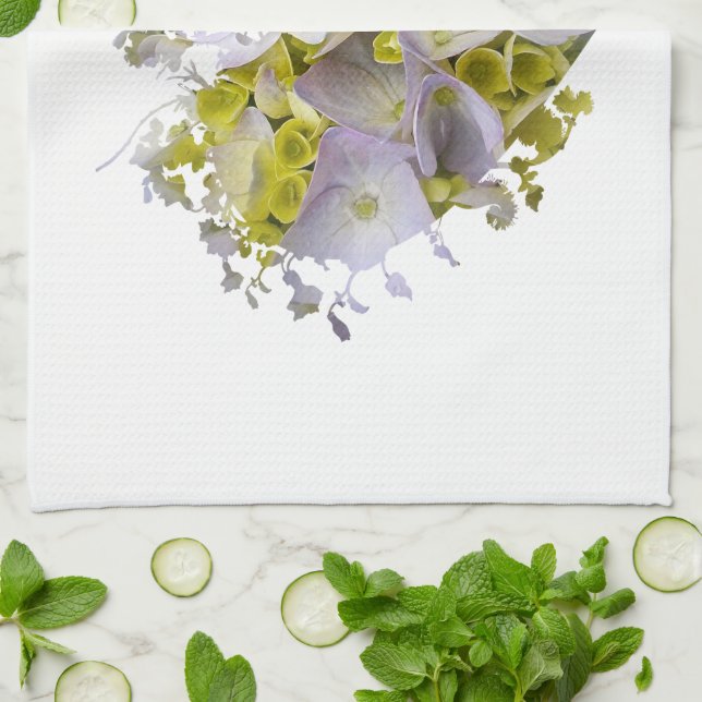 Hydrangeas in a Heart Cutout Kitchen Towel (Folded)