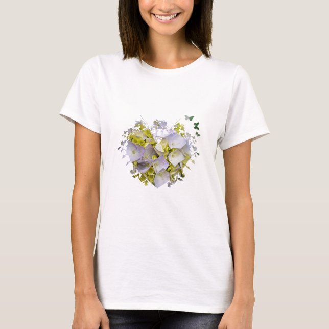 Hydrangeas in a Heart Cutout T-Shirt (Front)