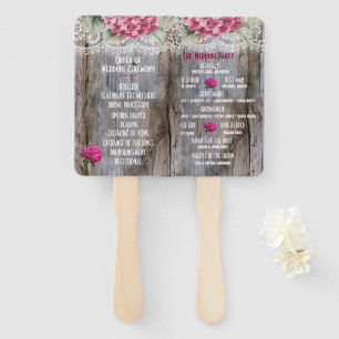 Hydrangeas Lace & Barn Wood Wedding Hand Fans