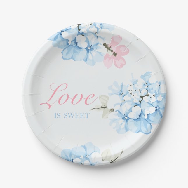 Hydrangeas Pastel Bloom Paper Plate (Front)