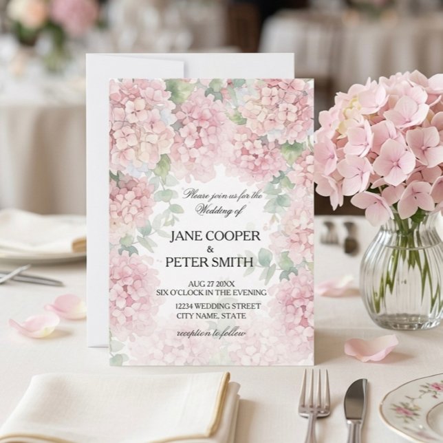 Hydrangeas pastel pink colours. Wedding Invitation (Creator Uploaded)