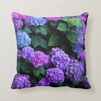 Hydrangeas Watercolor Purple Throw Pillow
