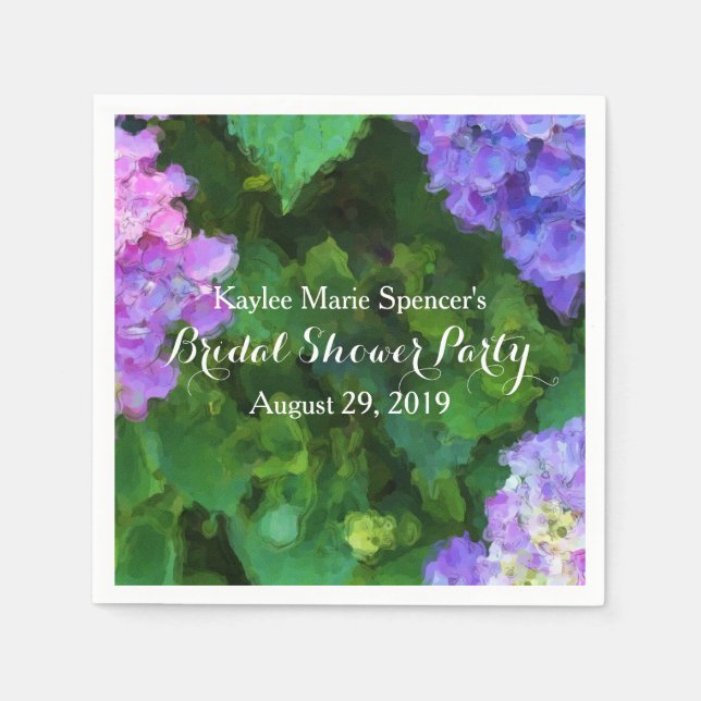 Hydrangeas Wedding Bridal Shower Napkins (Front)