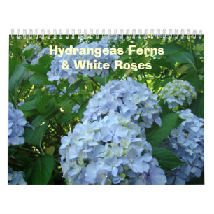 HYDRANGEAS White Roses Ferns Calendar Teacher