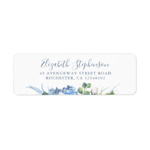 Hydrangée et Fleurs blanches Verdure Dusty Blue