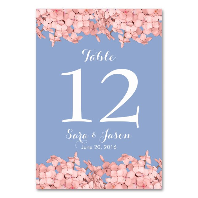 Hydrangée rose, bleu sérénité Numéro de table (Par défaut)