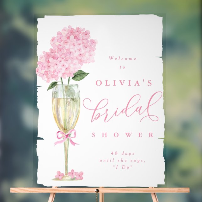 Hydrangée rose & Douche Champagne Accueil Peint (Neutre)
