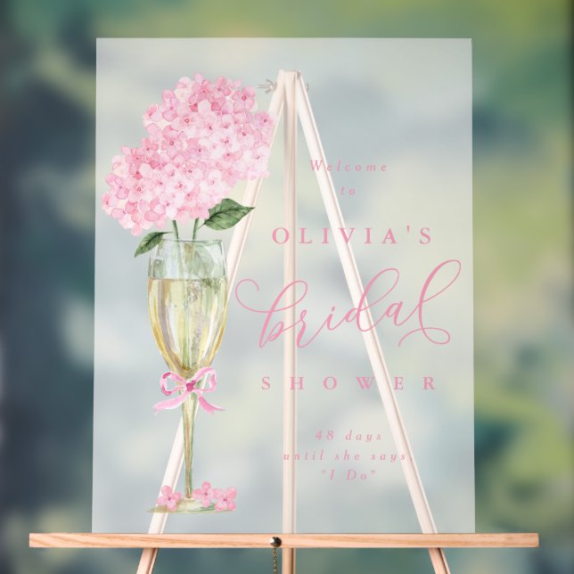 Hydrangée rose & Douche Champagne Bienvenue Froste (Neutre)