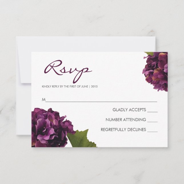 Hydrangée violette - Carte de réponse RSVP (Devant)