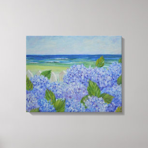 Hydrangées En Bord De Mer : Toile Enveloppée