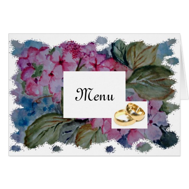 hydrangées roses - menu mariage (Devant Horizontal)