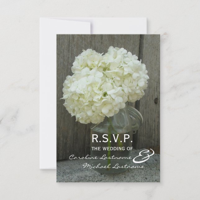 Hydranges & Barnwood Wedding RSVP (Front)