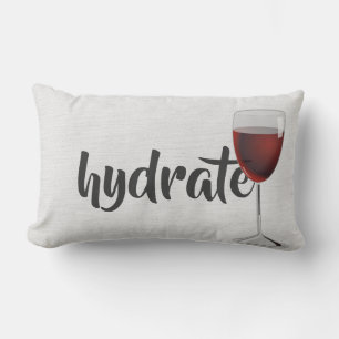 hydrate-red wine in glass lumbar pillow