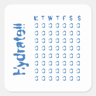 Hydrate - weekly water intake tracker square sticker