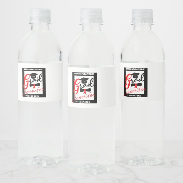 Hydrate Your Success: Personalized Graduation Water Bottle Label (Bottles)