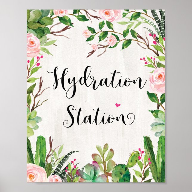 Hydration Station Drink Sign Floral Fiesta Shower (Front)