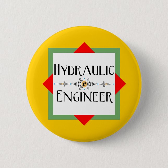 Hydraulic Engineer Block 2 Inch Round Button (Front)