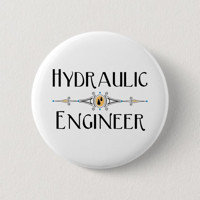 Hydraulic Engineer Decorative Line 2 Inch Round Button (Front)