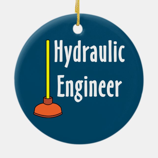 Hydraulic Engineer Toilet Plunger Ceramic Ornament (Back)