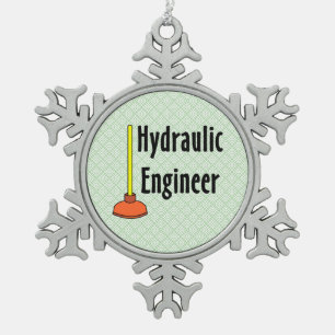 Hydraulic Engineer Toilet Plunger Snowflake Pewter Christmas Ornament