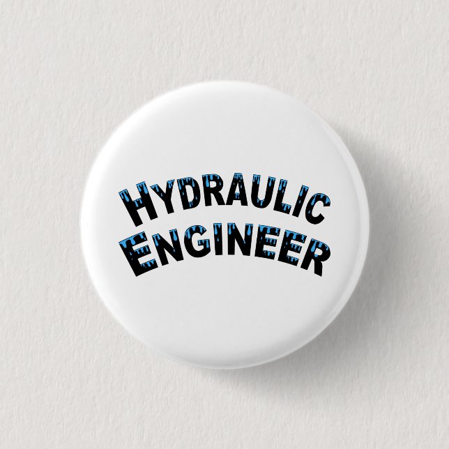 Hydraulic Engineer Water Droplets  1 Inch Round Button (Front)