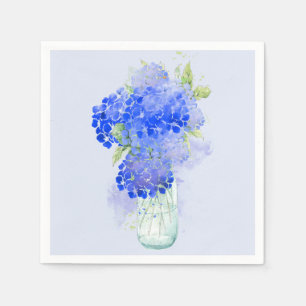 Hydrengea Flower art in beautiful shades of blue Napkin