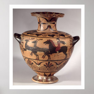 Hydria, hunting scene, Archaic Greek, black figure Poster