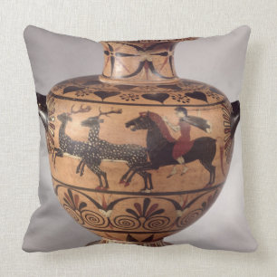 Hydria, hunting scene, Archaic Greek, black figure Throw Pillow