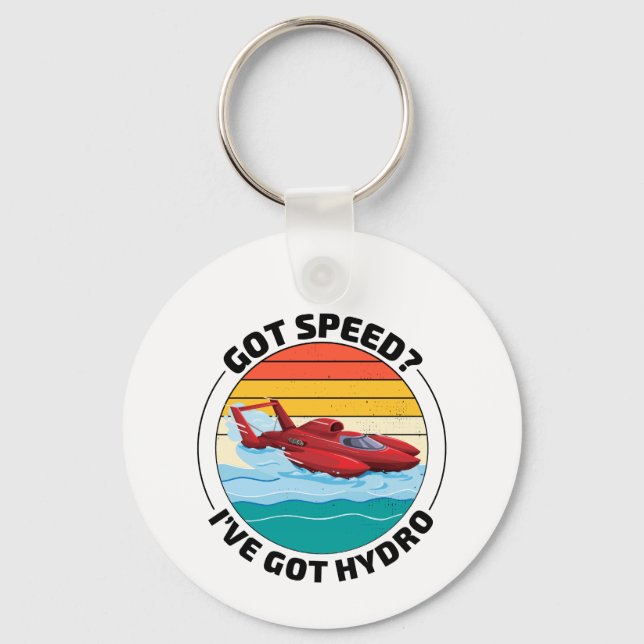 Hydro-Speed Racing: Thrilling Hydroplane Humour Keychain (Front)