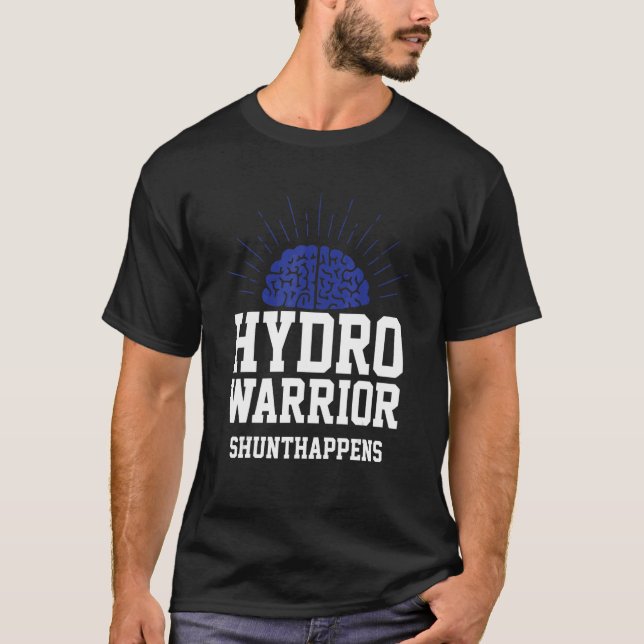 Hydro warrior shunt happens Hydrocephalus blue rib T-Shirt (Front)