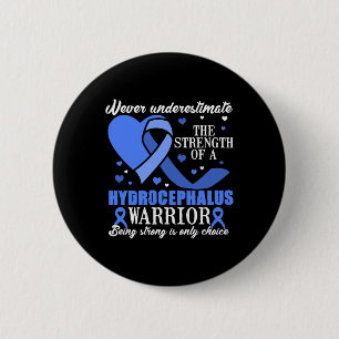 Hydrocephalus Awareness  Blue Ribbon Support  2 Inch Round Button