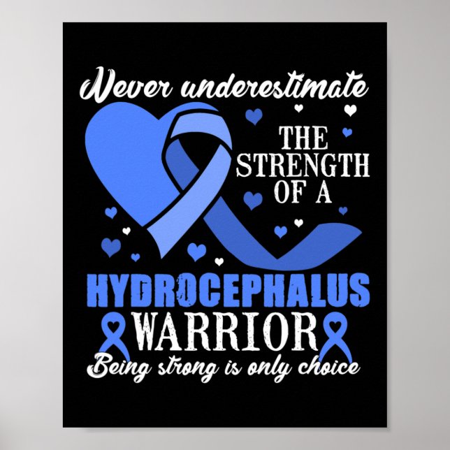 Hydrocephalus Awareness  Blue Ribbon Support  Poster (Front)