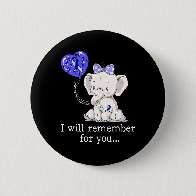 Hydrocephalus Awareness Elephant 1 2 Inch Round Button (Front)