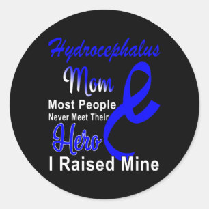 Hydrocephalus Awareness Mom Blue Ribbon Mother Sup Classic Round Sticker