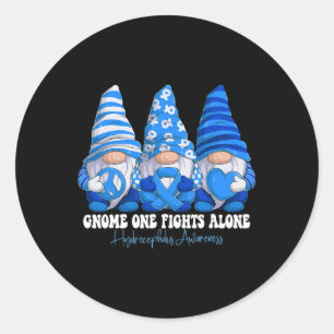 Hydrocephalus Awareness Month Blue Ribbon Gnomies Classic Round Sticker