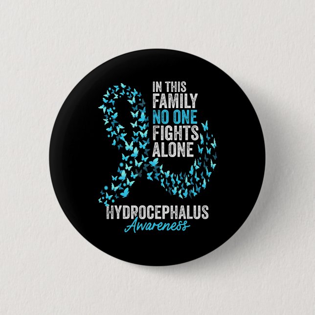 Hydrocephalus Awareness Month Butterflies Light Bl 2 Inch Round Button (Front)