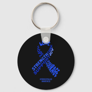 Hydrocephalus Awareness Ribbon With Words Keychain